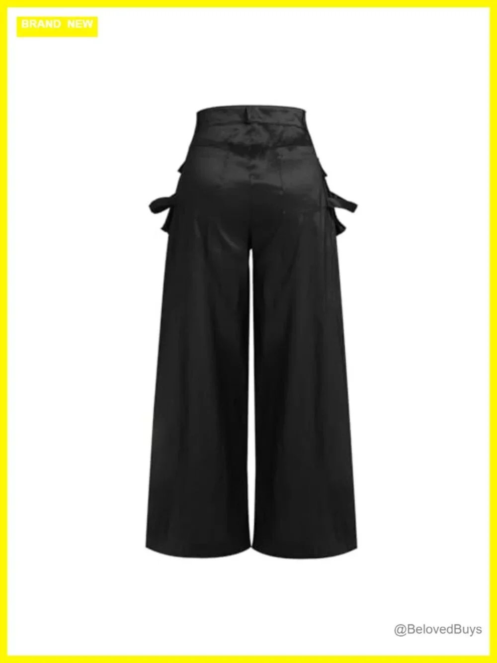 High Rise Wide Leg Satin Cargo Pants with Pockets Y2K Trousers
